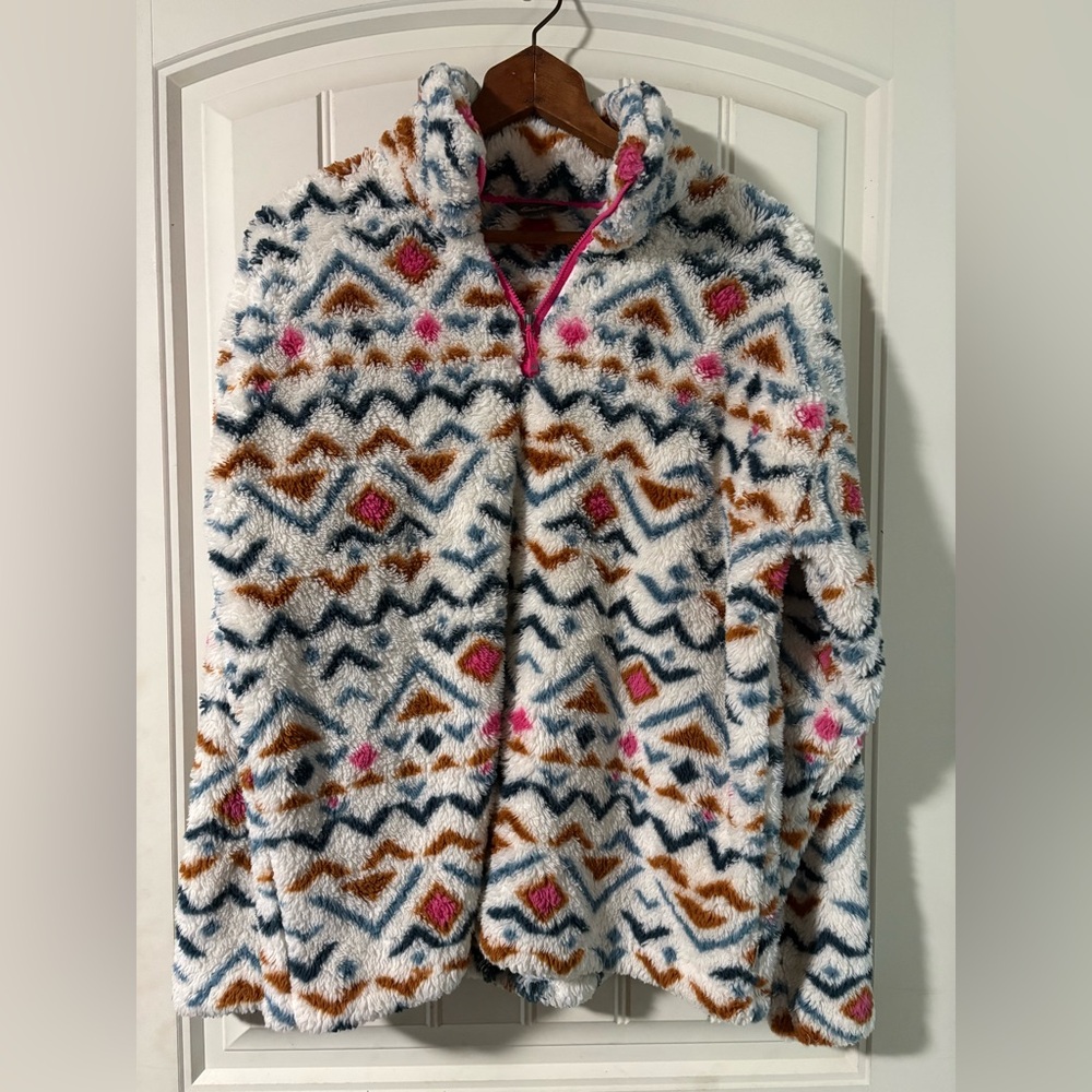 Eddie Bauer Women’s Geometric Fleece Jacket - Blue, Pink, Brown